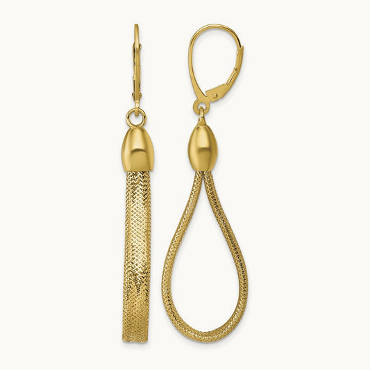 Polished Flexible Leverback Dangle Earrings, 14K