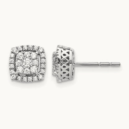 Double Halo Post Earrings, 0.50 ct tw Lab-Grown Diamond