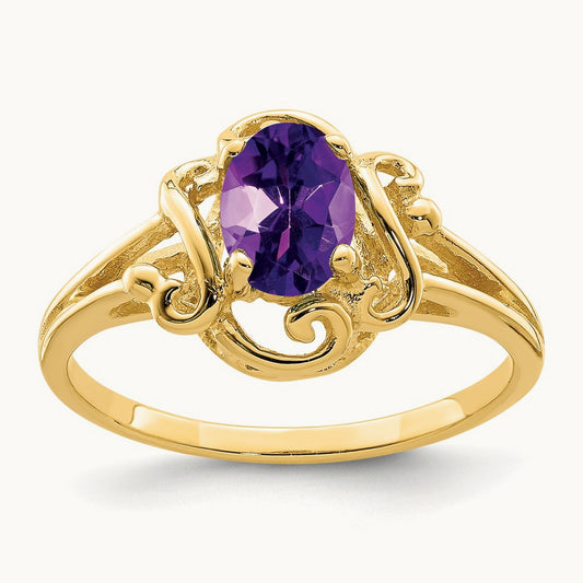 7x5mm Oval Amethyst ring, 14K