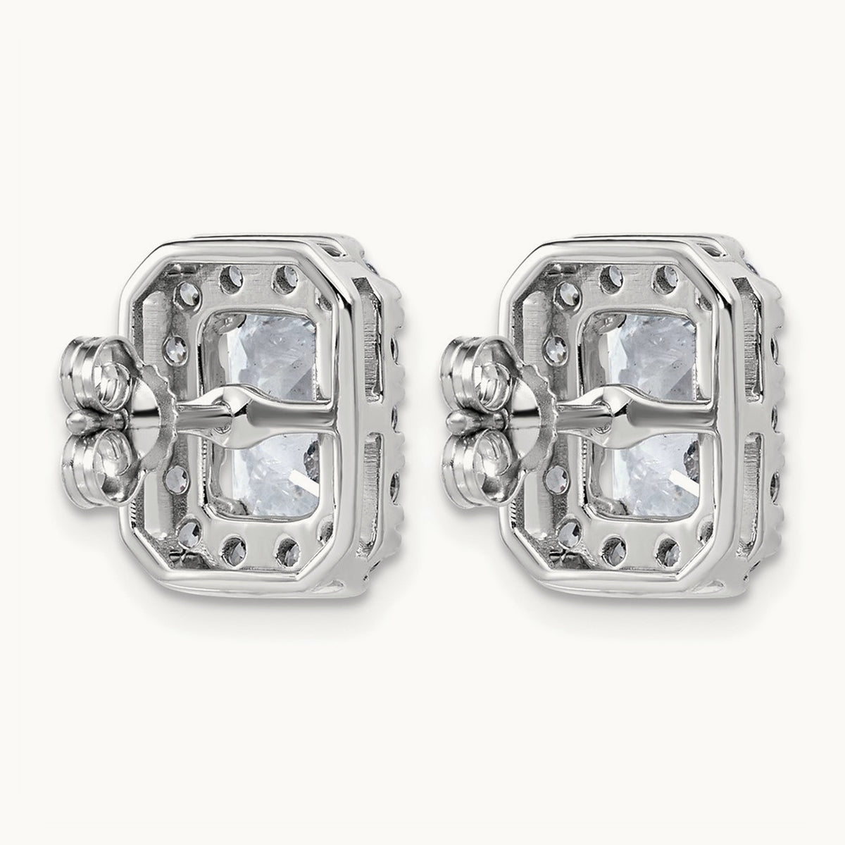 Radiant Halo Post Earrings, 0.50-8.50 ct tw Lab-Grown Diamond — 3 7/8 ct, 14K White Gold
