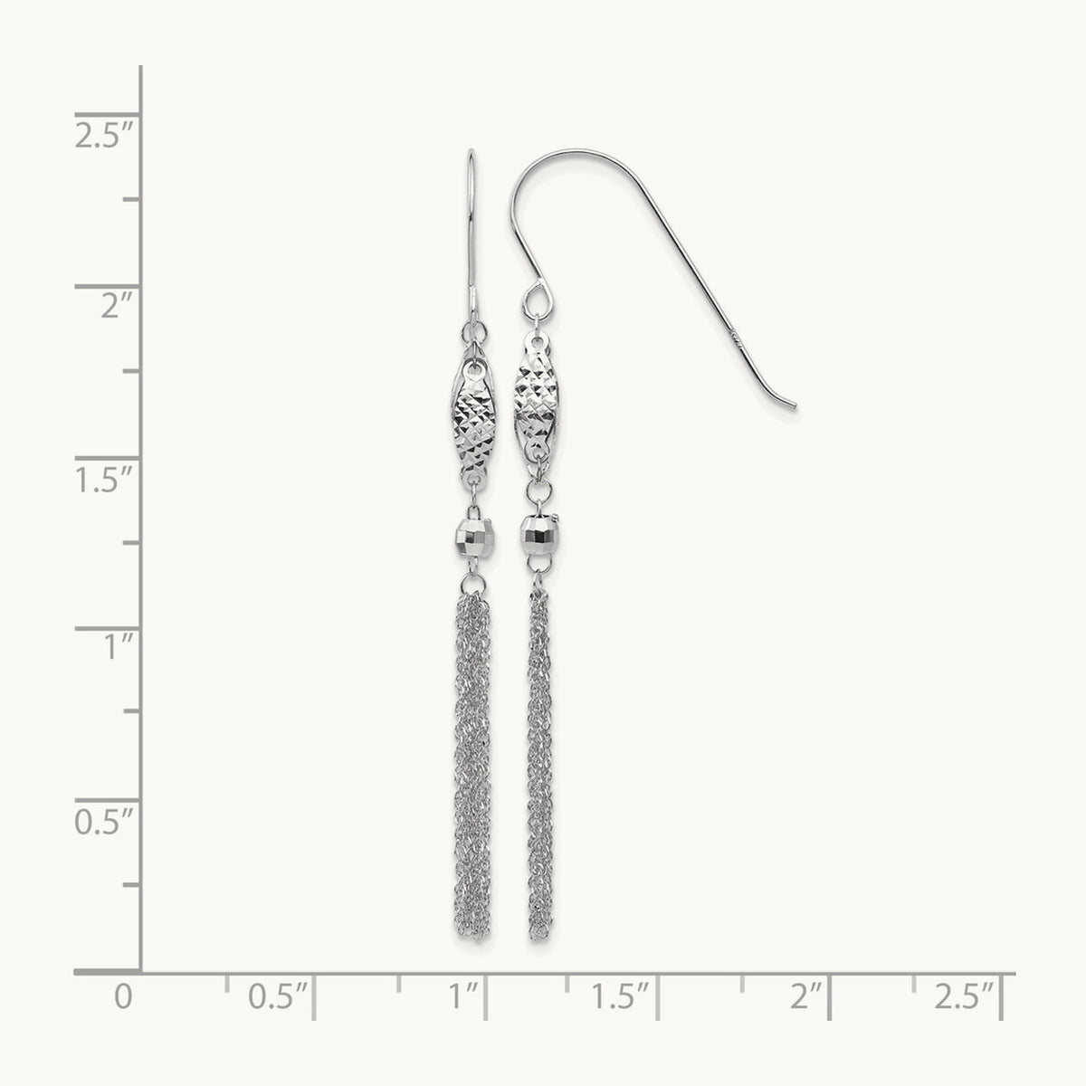 Bead and Chain Dangle Earrings — 14K White Gold