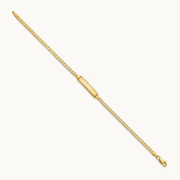 Curb Link Diamond Cut ID Bracelet, 14K