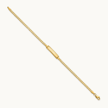 Curb Link Diamond Cut ID Bracelet, 14K