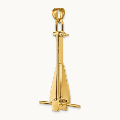 3-D Moveable Danforth Anchor Charm, 14K