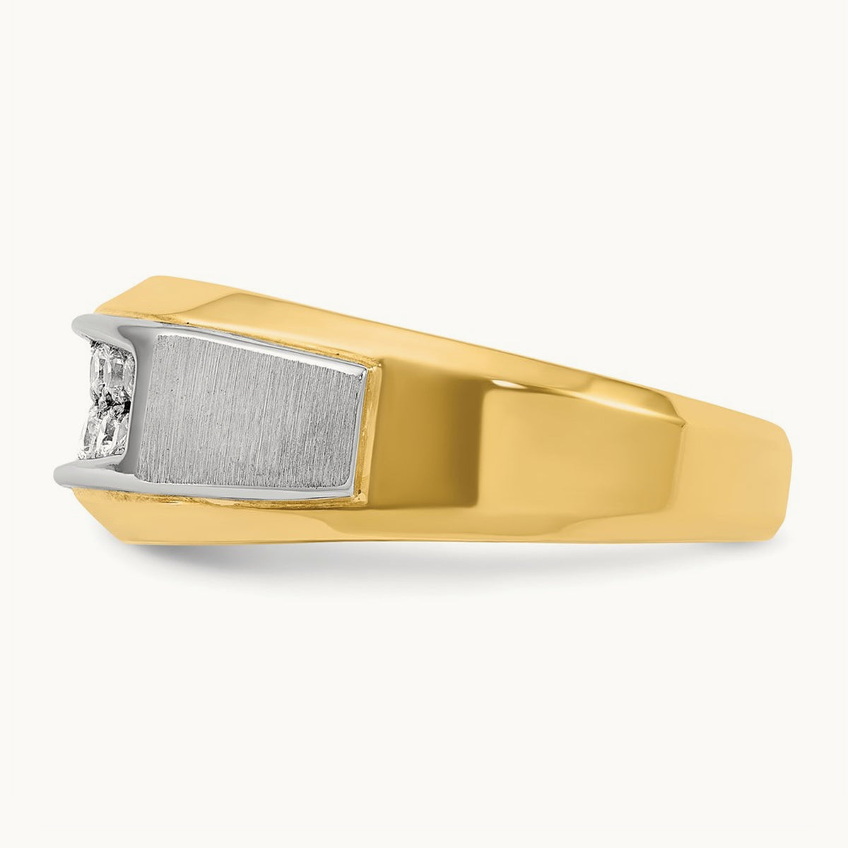 IBGoodman Men's Polished and Satin 2-Row Diamond Ring, 14K Two-tone