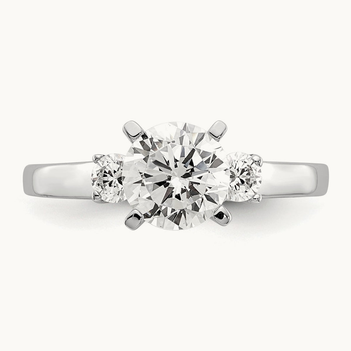 3-Stone Diamond Peg Set Semi-mount Engagement Ring, 14K White Gold