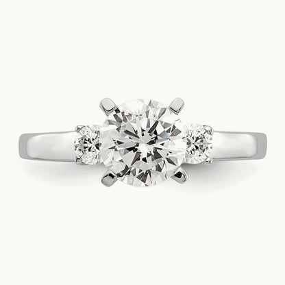 3-Stone Diamond Peg Set Semi-mount Engagement Ring, 14K White Gold