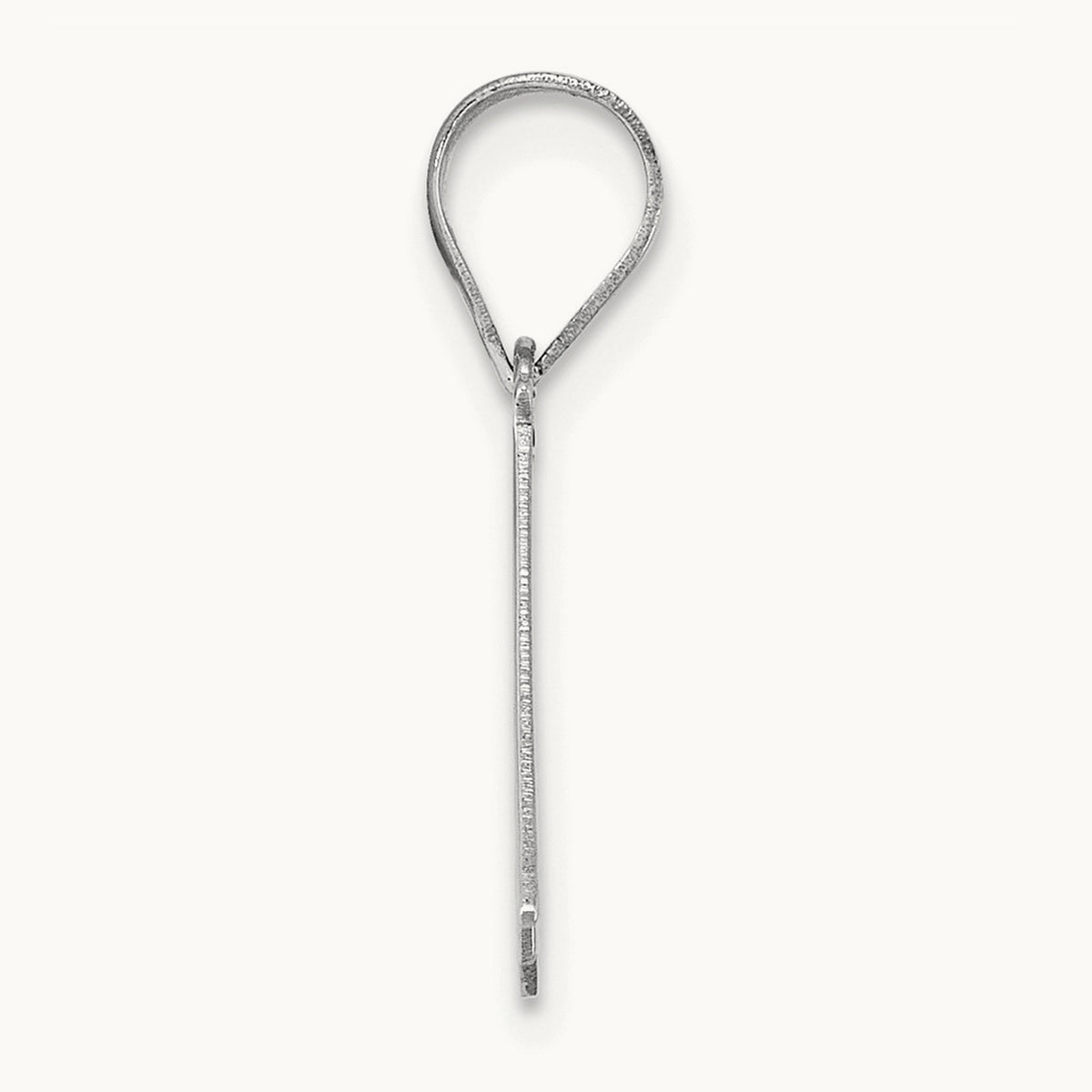Polished Script Initial Pendant — 14K White Gold, M