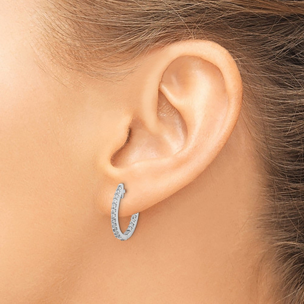 In/Out Diamond Hinged Hoop Earrings — 17mm