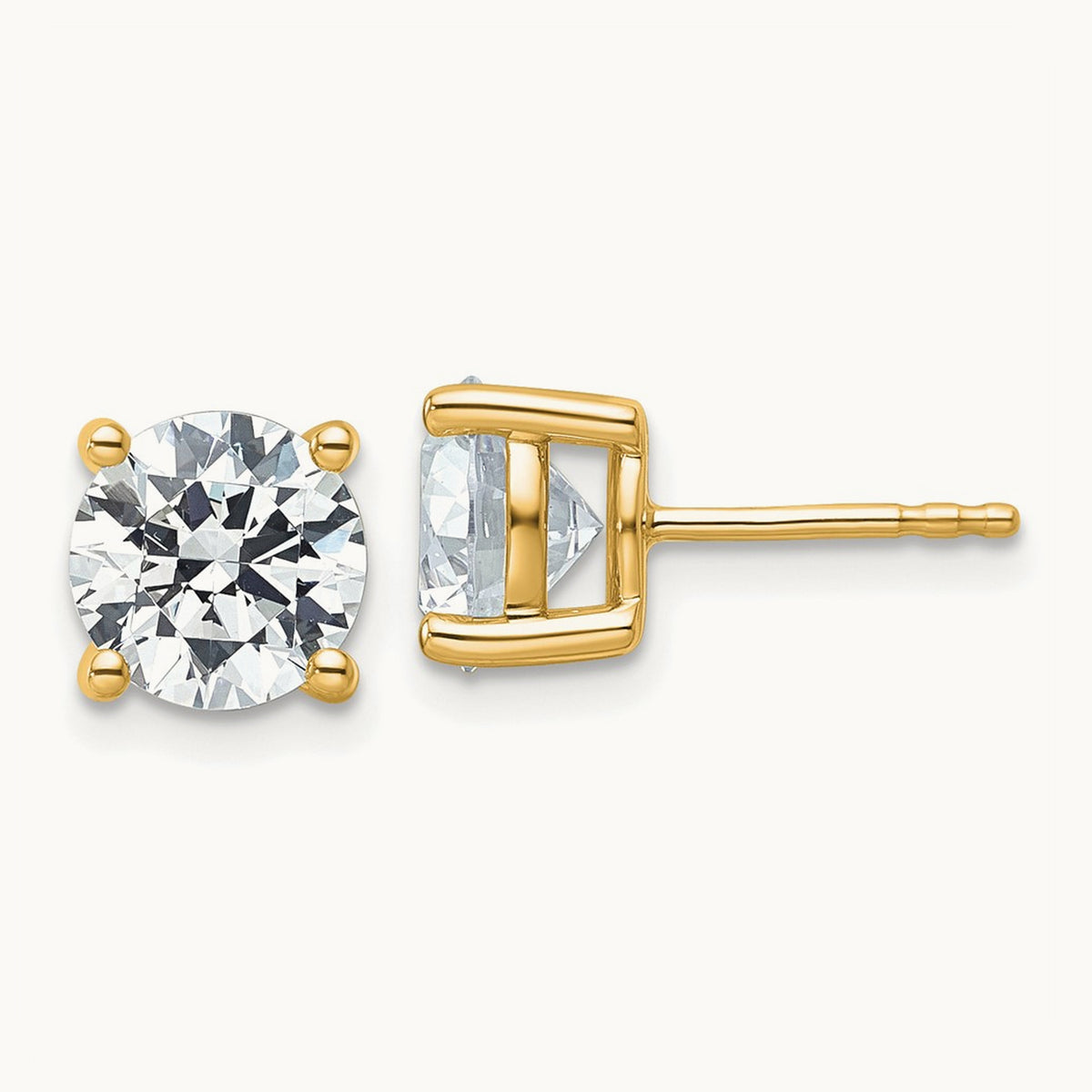 Round Lightweight Earrings, 0.25-6.00 ct tw Lab-Grown Diamond — 4 ct, 10K Yellow Gold