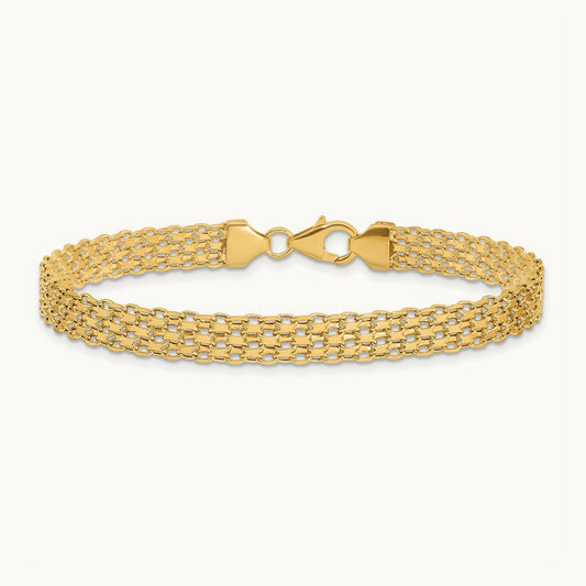 Polished Fancy Link Bracelet, 14K