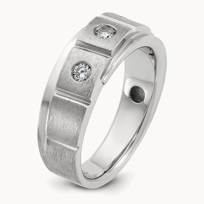 IBGoodman Men's Polished/Satin Diamond Complete Ring, 14K White Gold