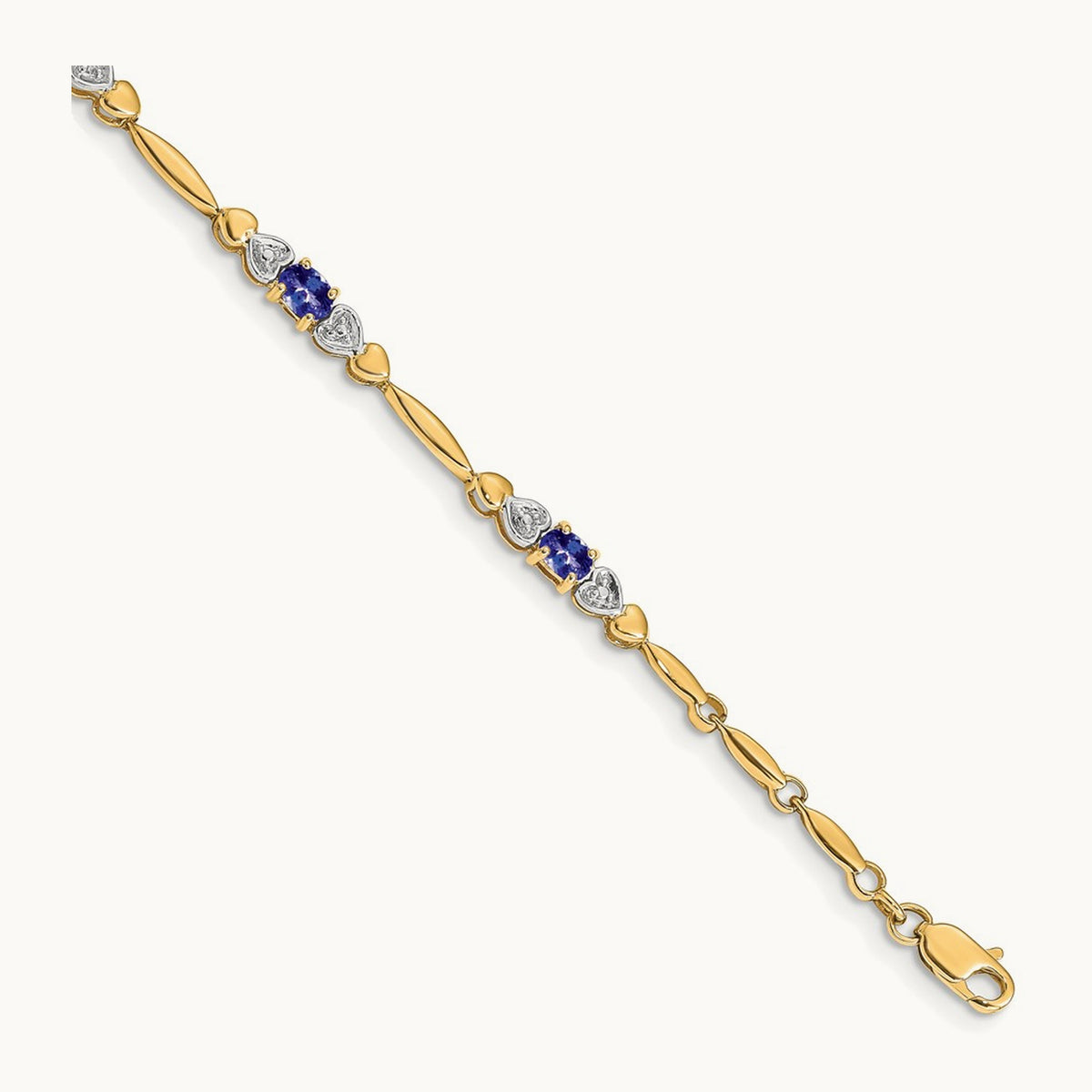Diamond and Tanzanite Bracelet — 14K Yellow Gold