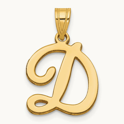 Script Letter D Initial Pendant, 14K
