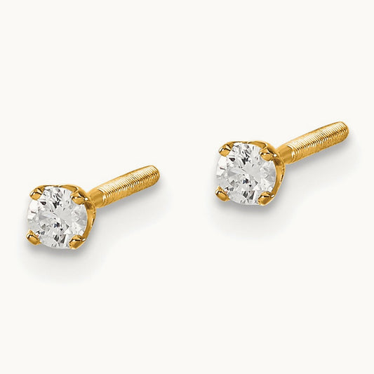.10ct. VS2/SI1 G-I Diamond Stud Thread on/off Post Earrings, 14K Yellow Gold