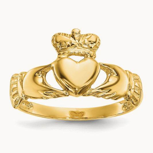 Polished Claddagh Ring, 14K