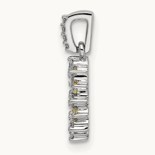 Diamond and .08 Peridot Fancy Circle Pendant, 14K White Gold