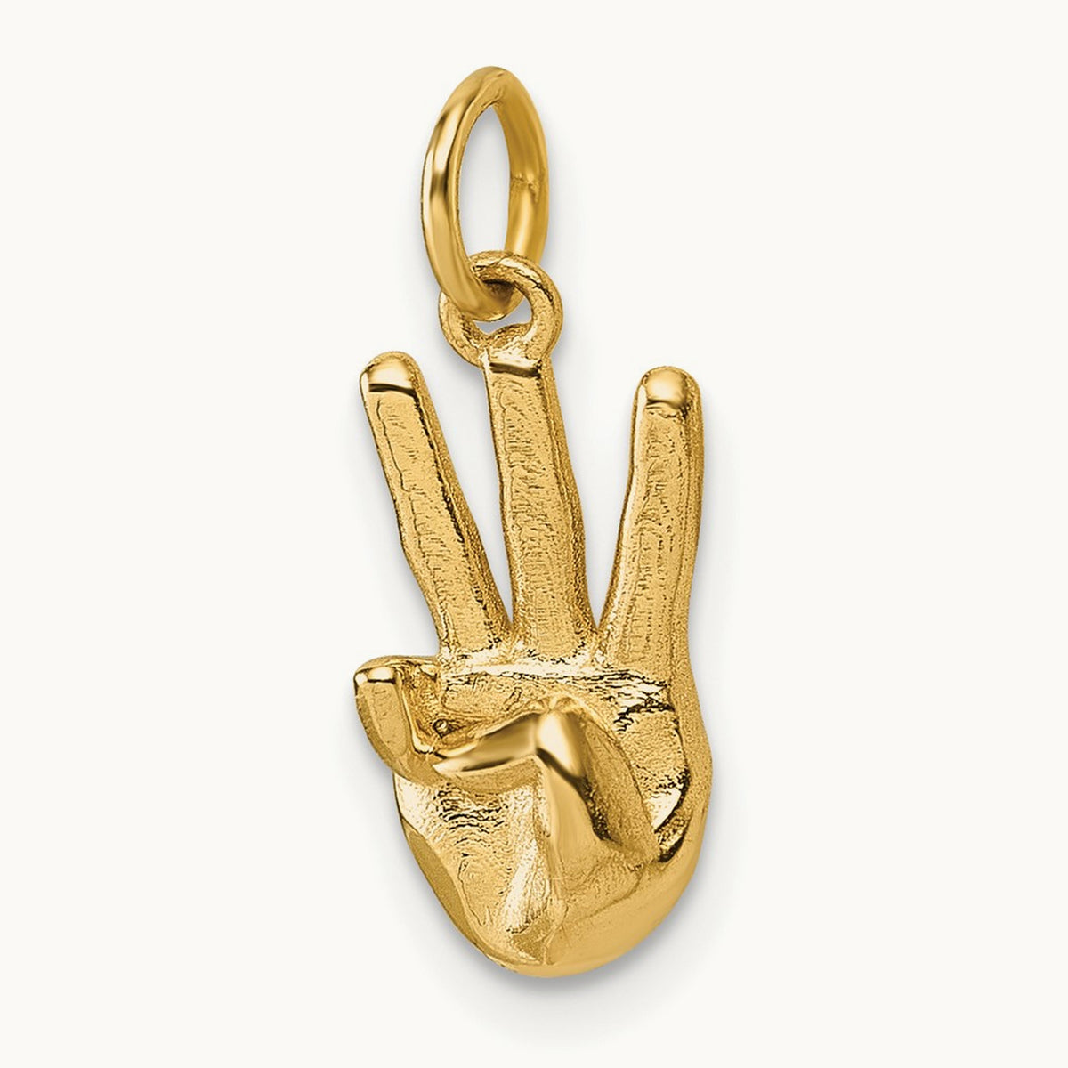 American Sign Language Alphabet Fingerspelling Sign W Pendant, 14K