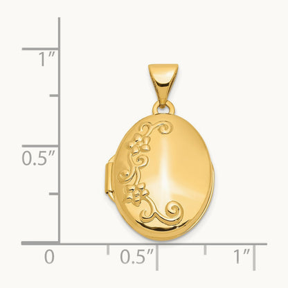 Floral Oval Locket — 14K Yellow Gold