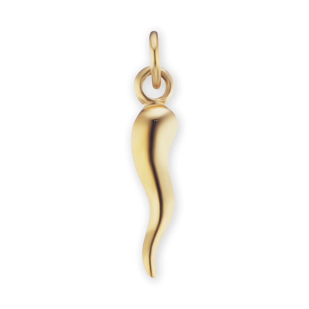 Lucky Italian Horn Amulet - Solid in 14K Yellow Gold
