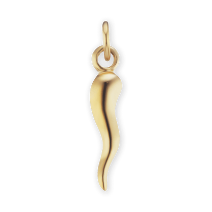 Lucky Italian Horn Amulet - Solid in 14K Yellow Gold