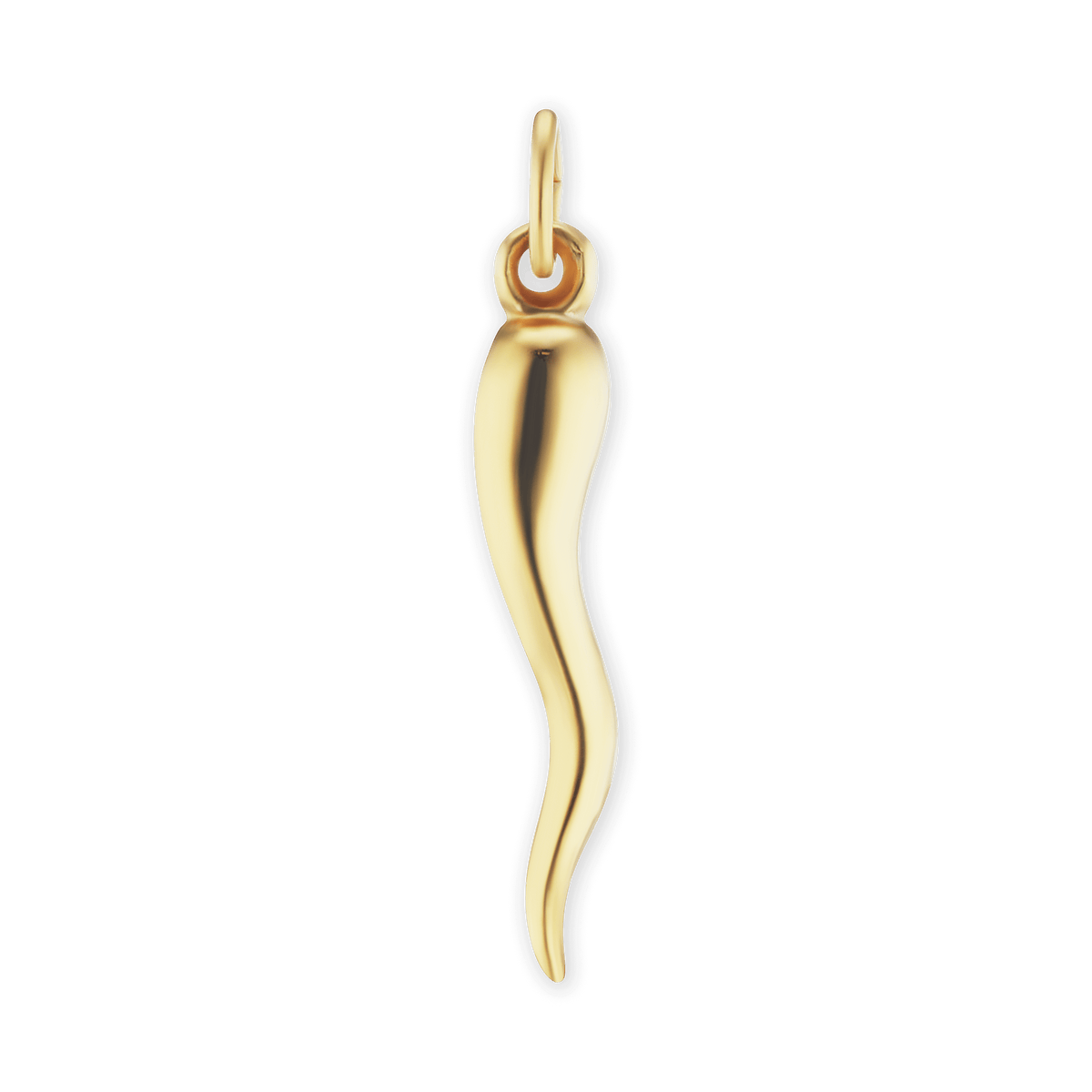 Lucky Italian Horn Amulet - Solid in 14K Yellow Gold
