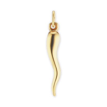 Lucky Italian Horn Amulet - Solid in 14K Yellow Gold