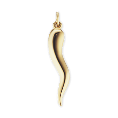 Lucky Italian Horn Amulet - Solid in 14K Yellow Gold