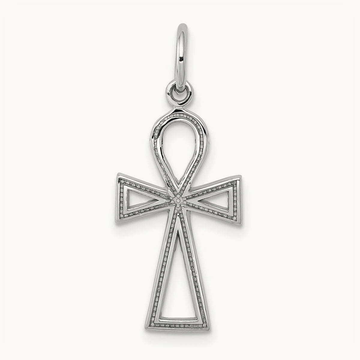 Ankh Cross Charm — 14K White Gold, 27mm