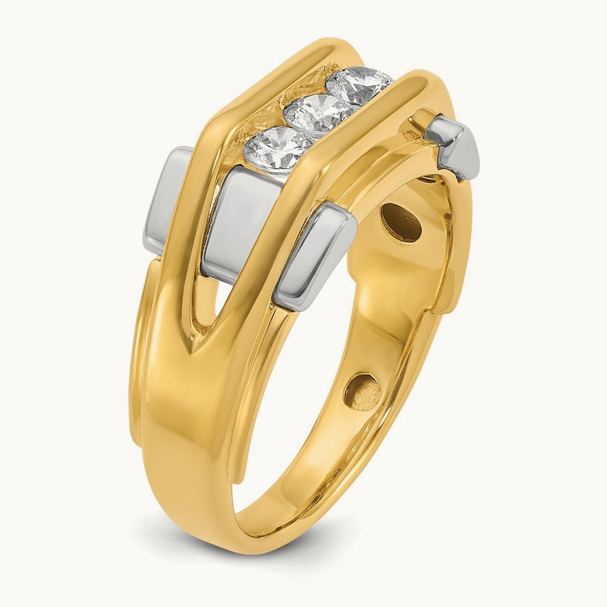 3 Stone Men's Ring, 0.50 ct tw Lab-Grown Diamond