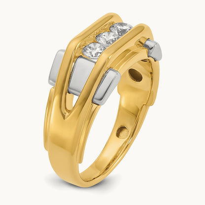 3 Stone Men's Ring, 0.50 ct tw Lab-Grown Diamond
