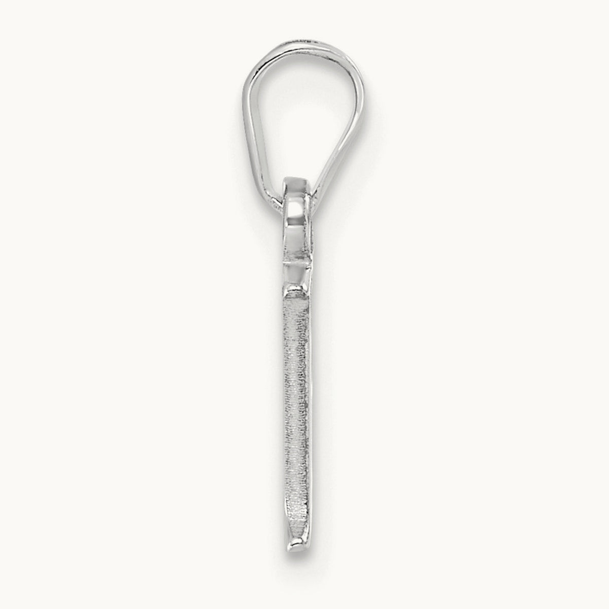 Polished Block Initial Pendant — 14K White Gold, F