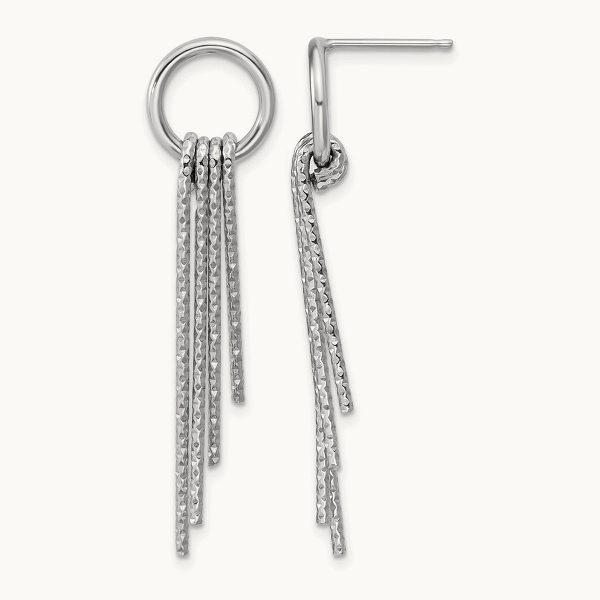 Rh-Plated D/C Movable Dangle Post Earrings, Sterling Silver — Leslie's