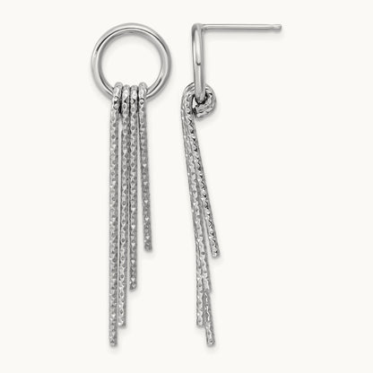 Rh-Plated D/C Movable Dangle Post Earrings, Sterling Silver — Leslie's