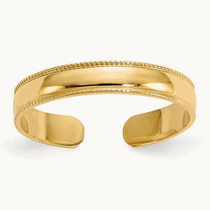 Milgrain Adjustable Toe Ring — 14K Yellow Gold
