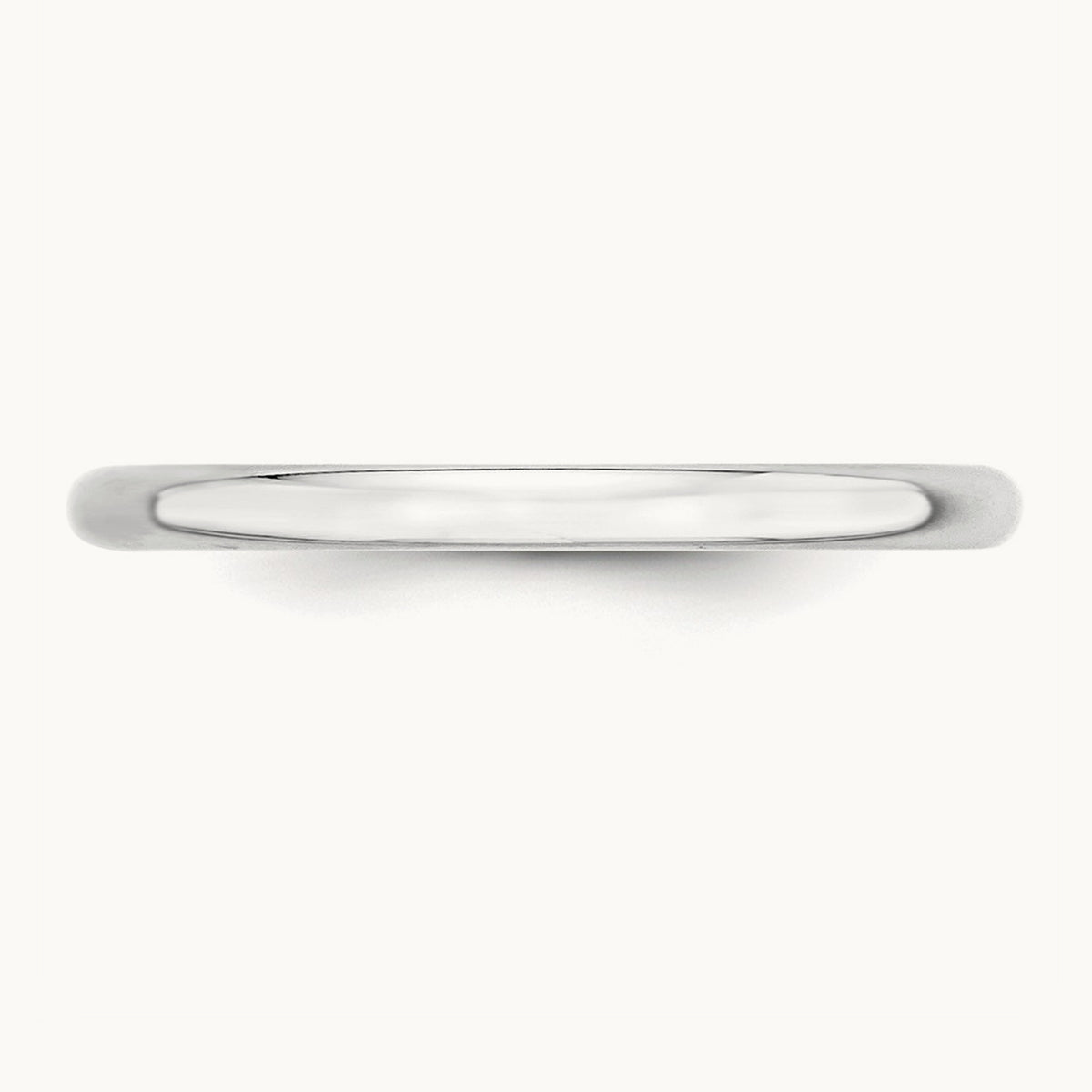 Lightweight Half Round Band, 2mm, 10K White Gold
