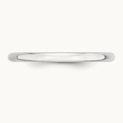 Lightweight Half Round Band, 2mm, 10K White Gold