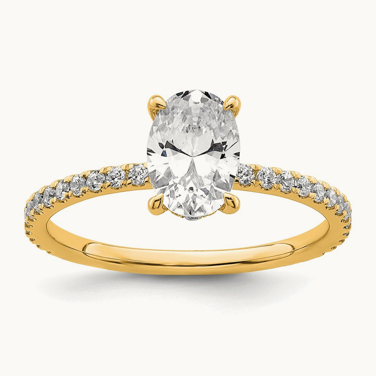 Oval Solitaire Engagement Ring, 1.25-4.50 ct tw Lab-Grown Diamond — 14K Yellow Gold, 7