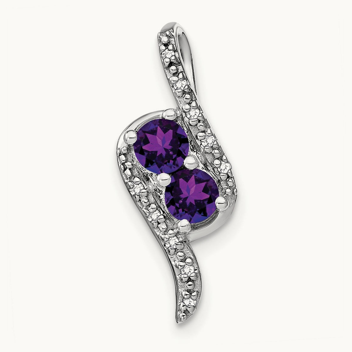 Amethyst and Diamond Chain Slide, 14K White Gold