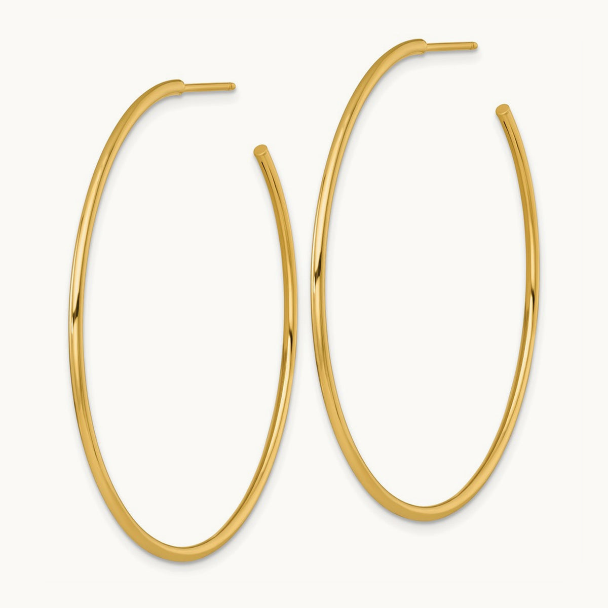 1.5 x Polished Post Hoop Earrings, 50mm, 14K