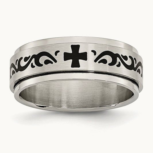 Brushed/Polished Enamel Rotating Swirl Design Band — photo set