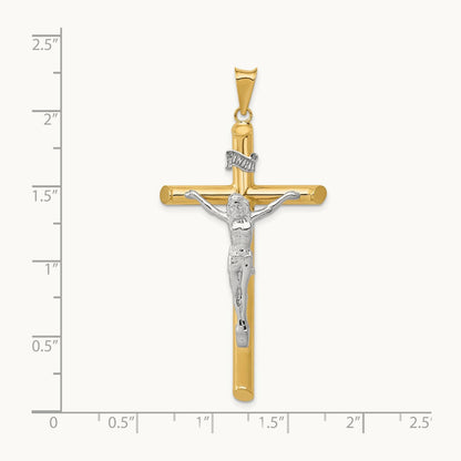 Polished Crucifix Pendant, 14K Two-tone