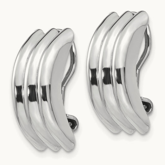 Omega Clip Non-pierced Earrings, 14K White Gold