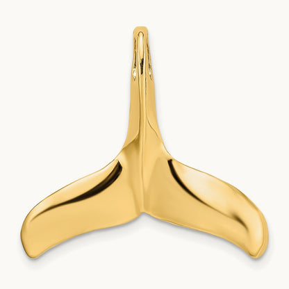 3-D Polished/Textured Whale Tail Charm, 14K