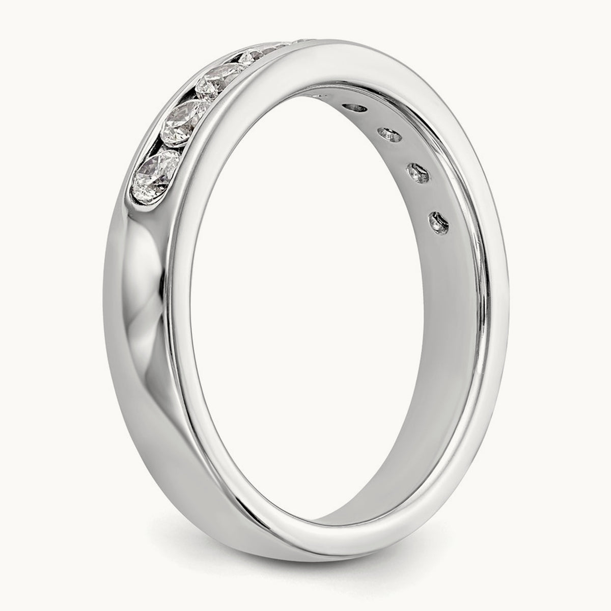 9-Stone Diamond Channel Band, 14K White Gold