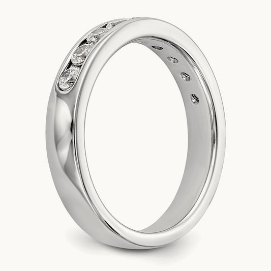 9-Stone Diamond Channel Band, 14K White Gold