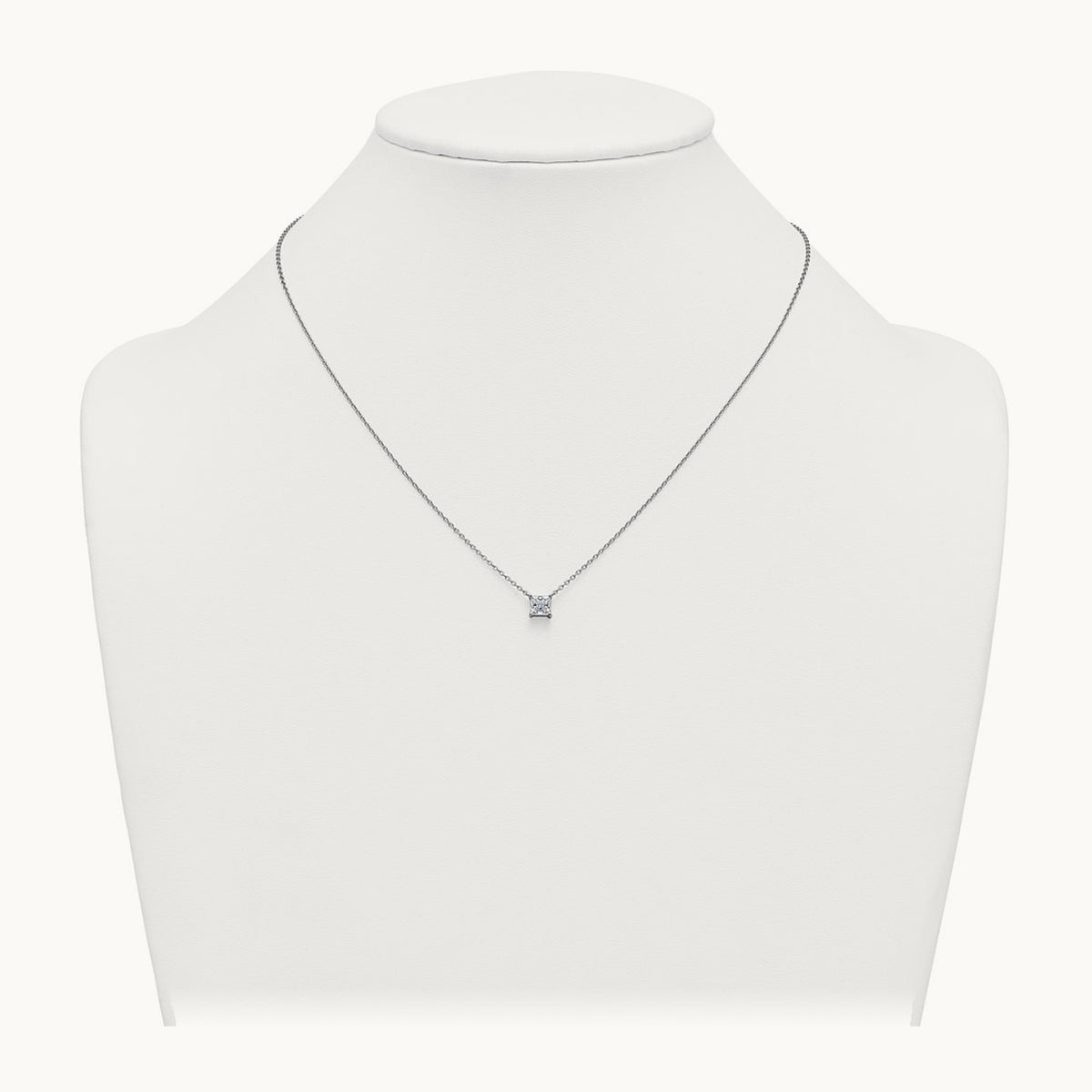 Princess Pendant Necklace, 0.25-4.00 ct tw Lab-Grown Diamond — 3/4 ct, VS (Best), 14K White Gold