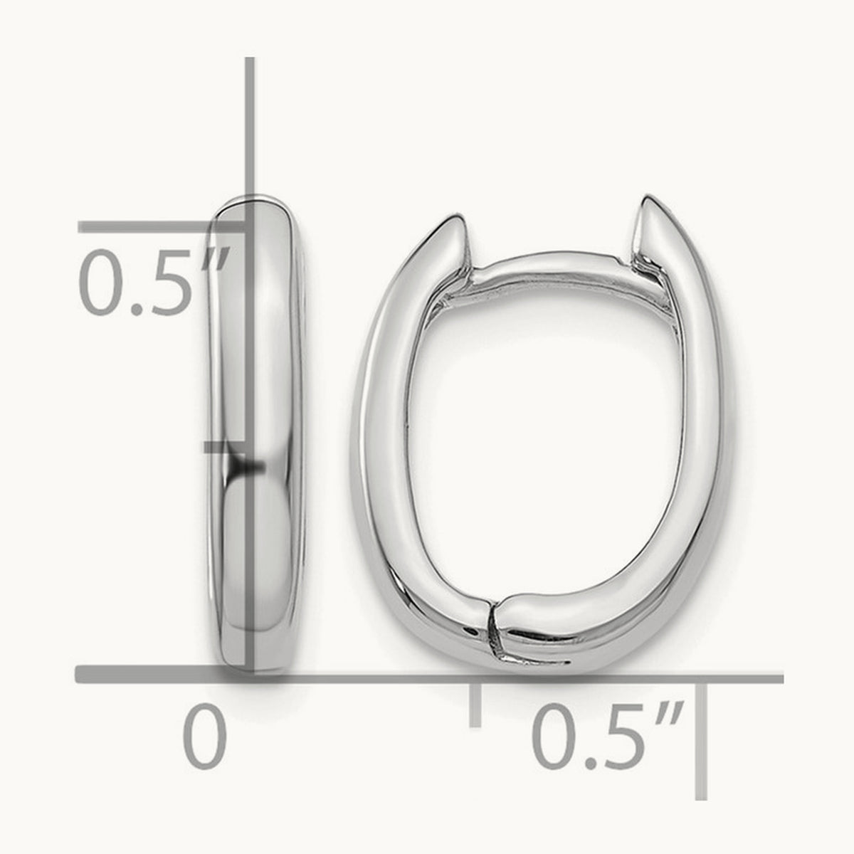 Oval Hinged Hoop Earrings — 14K White Gold