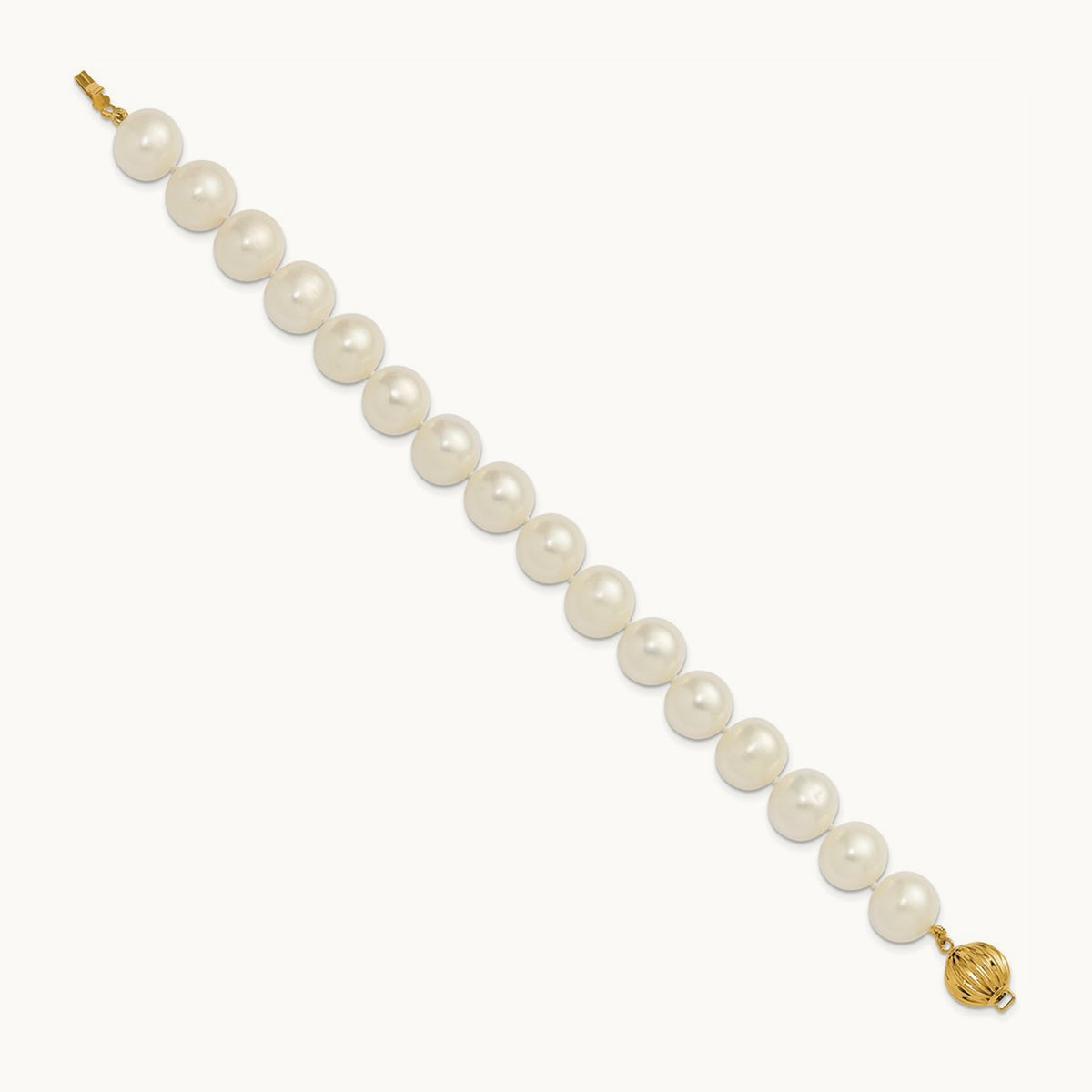 10- Near Rnd Wht Freshwater Cultured Pearl 7.5in Bracelet, 11mm, 14K