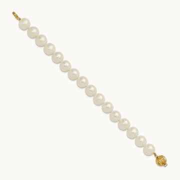 10- Near Rnd Wht Freshwater Cultured Pearl 7.5in Bracelet, 11mm, 14K